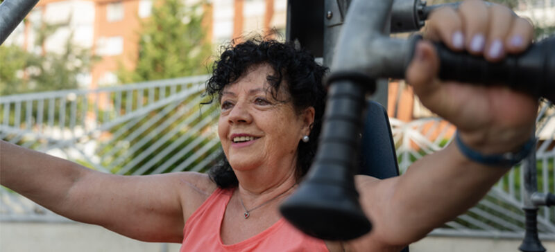 older adult woman exercising outdoors