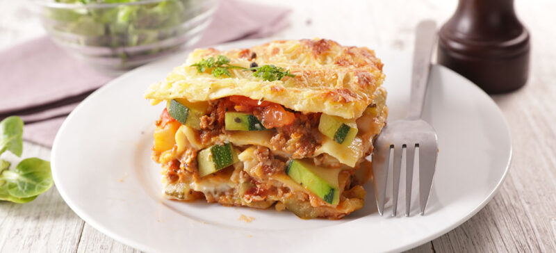 close up photo of vegetable lasagna
